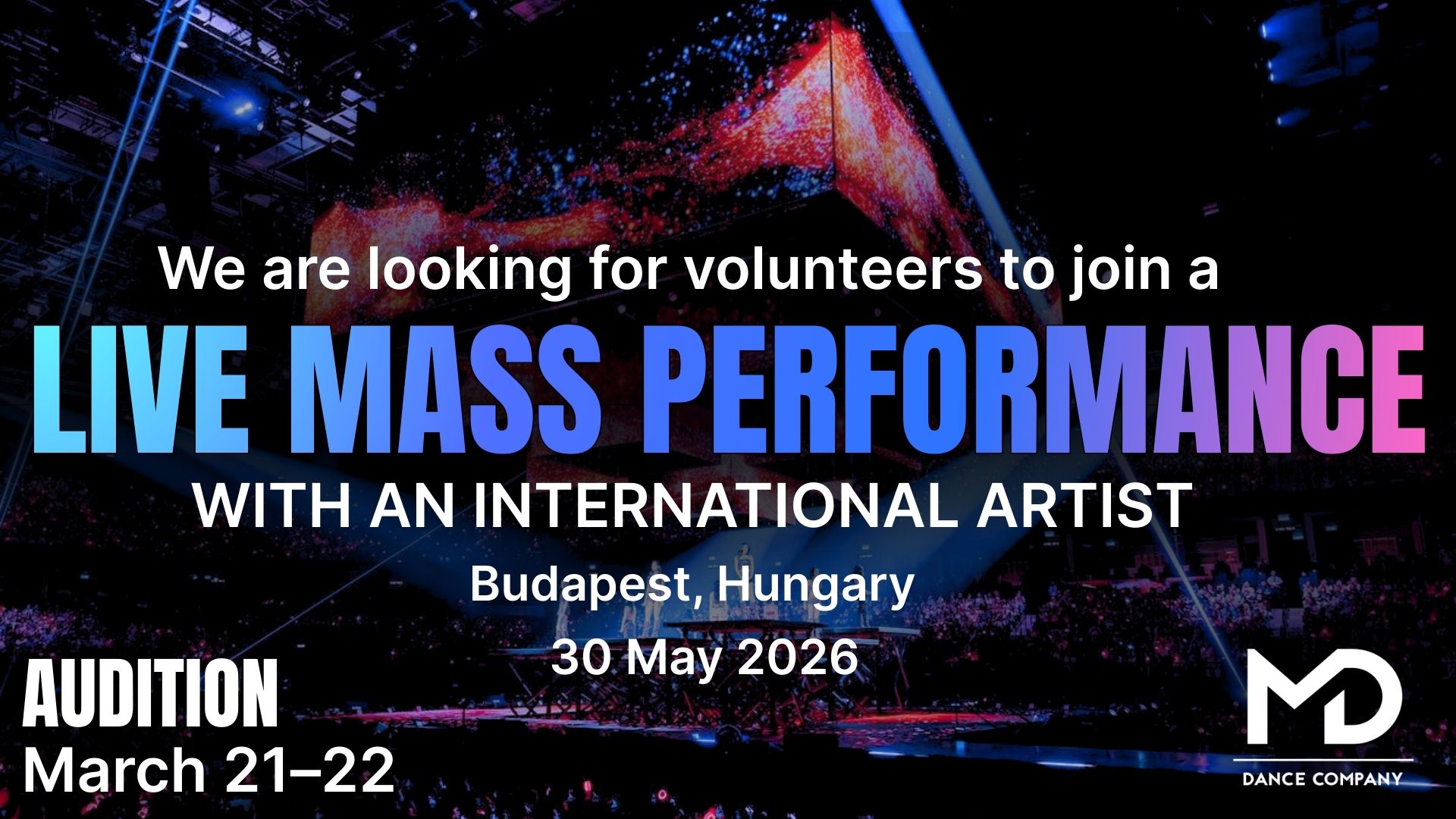 Volunteers wanted for Live Mass Performance with an International Artist – 30 May 2026, Budapest